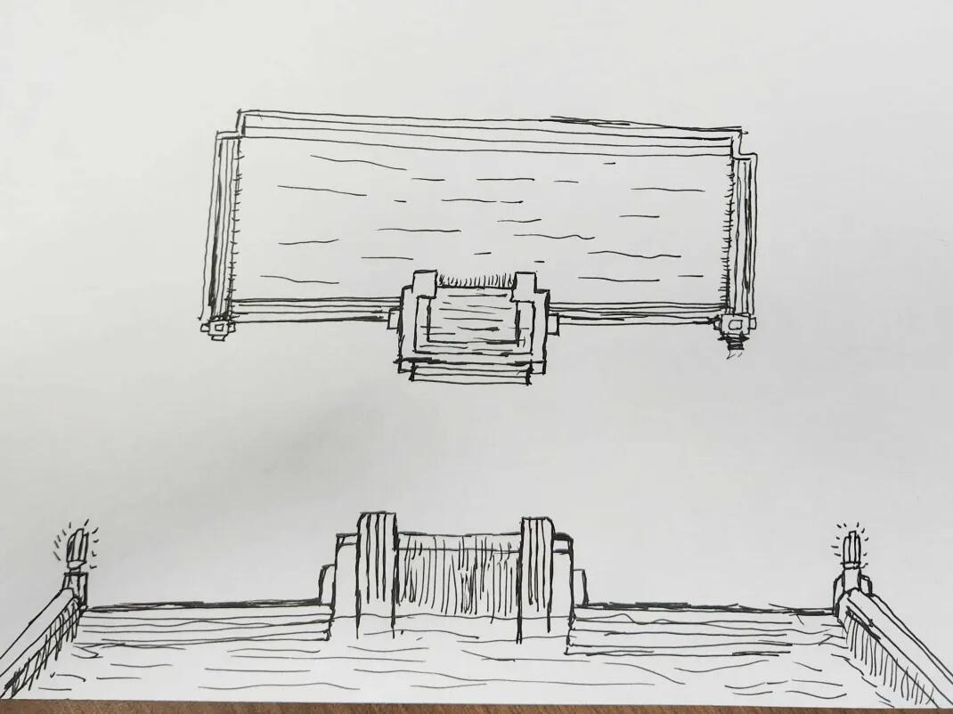 Top down and front view of pool