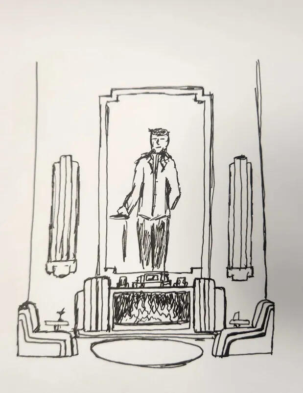 Sketch for the fireplace area